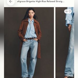 aligrace High-Rise Straight Leg Jeans - Light Blue